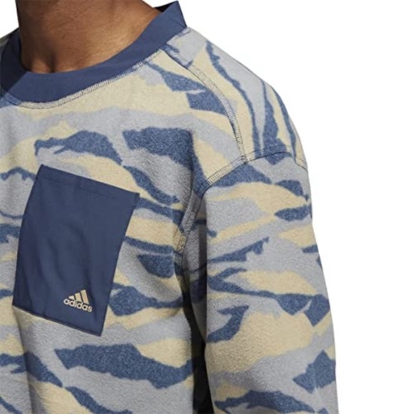 Adidas Men's Blue Camouflage Fleece Tx Print Crew Sweatshirt sz M - Picture 4 of 12